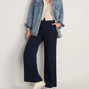 Old Navy High-Waisted PowerSoft Wide-Leg Pants Navy Blue Petite XS Xsmall